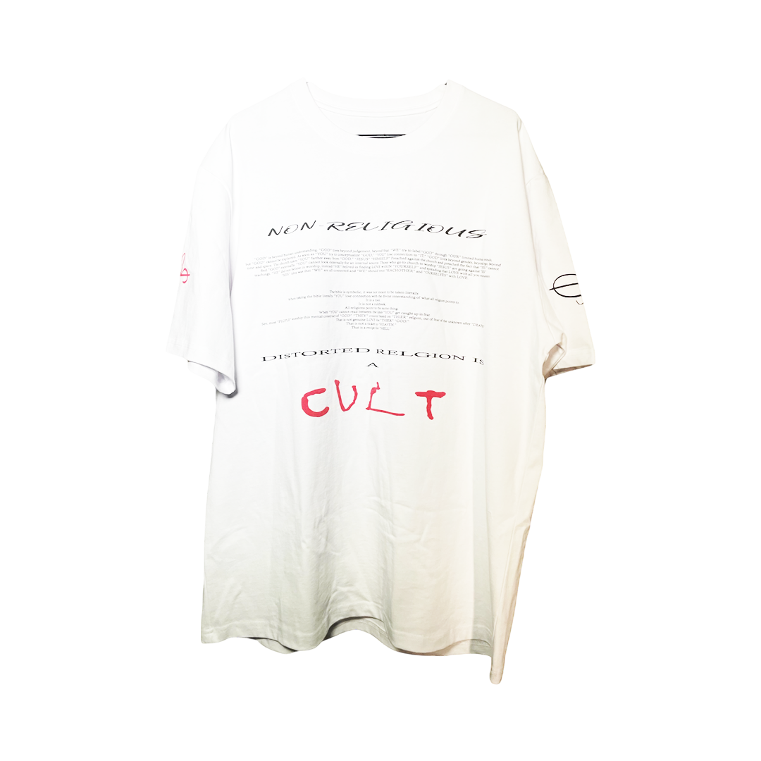 "DISTORTED RELGION IS A CULT" T-SHIRT